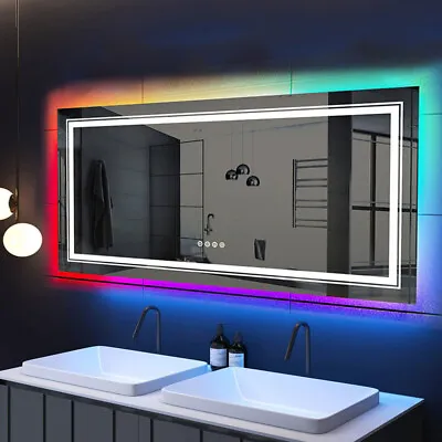 800-1200mm RGB LED Bathroom Mirror Multicolor Dimmable Anti-fog 4-Buttom Control • $229.92