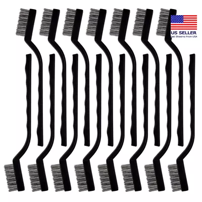 15 Pcs Mini Stainless Steel Wire Brush Set For Cleaning Welding Slag Rust Wire • $10.69