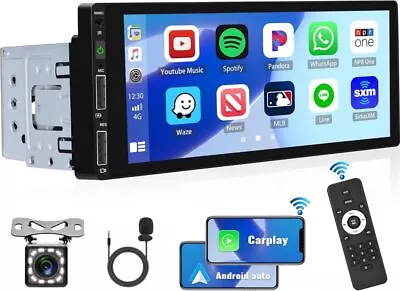 6.86  1DIN Car Stereo Radio Apple Carplay Android Auto Touch Screen MP5 Player • $59.99