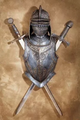 Medieval Knight Battle Armor Wall Art Sculpture 16th Century W/Removable Swords  • $368.60