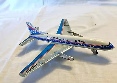 Vintage 1960's Douglas DC-8 N800 Friction Tin Litho Jet Mainliner Airplane Japan • $49.99