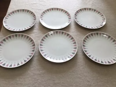 6 Mikasa Elite Fine China Narumi Manhattan Pink Grey Plates • $26