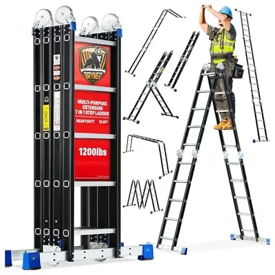 19.6 Ft Ladder 7In1 Multi-Purpose Extension Ladders Aluminium Step Ladder 530lbs • $239.99