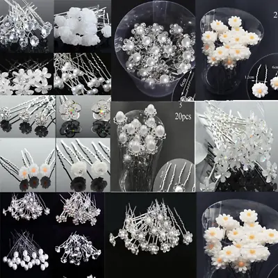 20pcs Crystal Diamante Bridal Hairpins Clips Wedding Flower Pearl Hair Accessory • $5.49