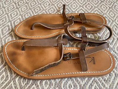 K Jacques St Tropez Petrone Sandals Brown Leather 39 • $50