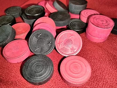 Vintage Wood Checkers Red & Black 32 Total Not Complete  • $8