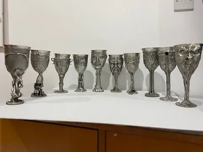 10 Lord Of The Rings Royal Selangor Pewter Goblets Nearly New • £750