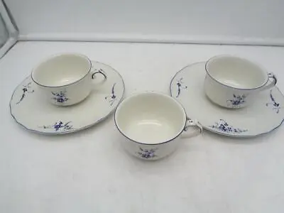 Villeroy & Boch Vieux Luxembourg Porcelain (3) FLAT TEA CUPS & (2) SAUCERS • $34.99