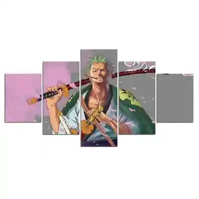 Anime One Piece Zoro Adventure 5 Panels Canvas Wall Art Poster - No Frame • $41.75