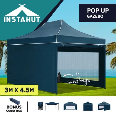 $249.95 • Buy Instahut Gazebo Pop Up Marquee 3x4.5 Folding Wedding Tent Gazebos Shade Navy