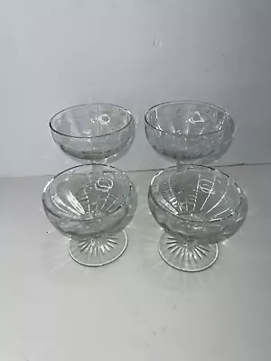 4 Etched Coupe Crystal Cocktail Glasses. VTG Stemware Barware Glassware • $29.99