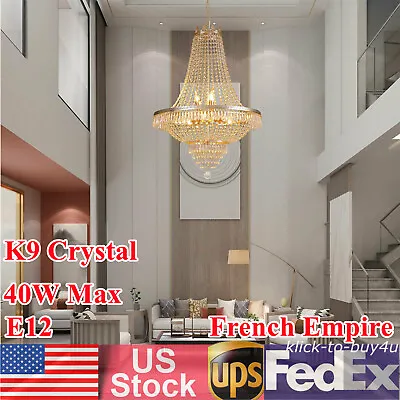 Vintage Height French Empire Chandelier Luxury Large Foyer Crystal Ceiling Light • $162.90