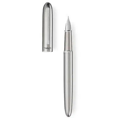 Tibaldi By Montegrappa Fountain Pen D26 Shiny Silver Brass Broad Nib 10370-FPB • $64.99