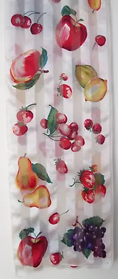 Echo 100% Silk Chiffon Off White/Multi-Color Fruits And Berries Oblong Scarf • $13.99
