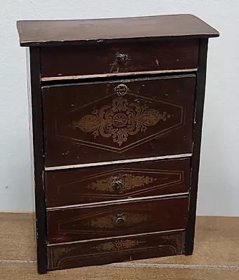 Antique Biedermeier Dollhouse Furniture TALL SECRETARY Desk Drawer Boulle German • $195