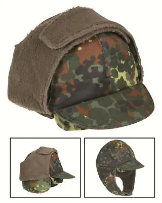 £6.99 • Buy Original German Army Surplus Winter Hat Cap Neck Cover  Flecktarn Thermal