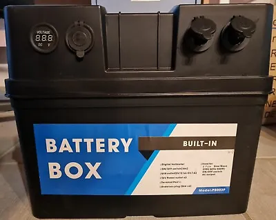 AGM Battery Box 12V Deep Cycle Battery Large Portable Caravan Camping USB Light • $80