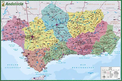 $11.99 • Buy Map Of Andalusia (Spain) - Poster (Andalucia / Espagna - Spanish Language)