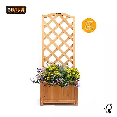 Garden Wooden Planter Trellis Box Lattice Plant Climbing Patio Flowerpot Bed • £39.99