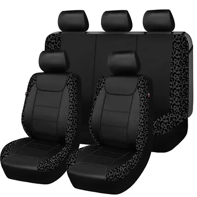 Universal Car Seat Covers PU Leather Black Grey Leopard Car Accessories For Auto • $89.99