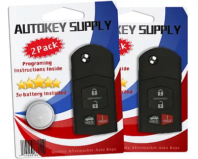 2 Replacement For Mazda 3 6 2010 2011 2012 2013 Keyless Remote Flip Key Fob Car • $26.24