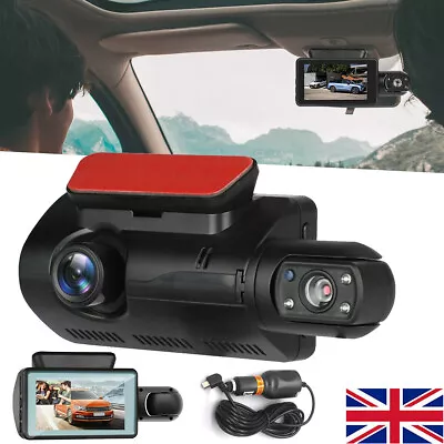 1080p HD Dual Lens Car Dash Cam Recorder G Sensor DVR Front & Rear Camera Video • £19.17