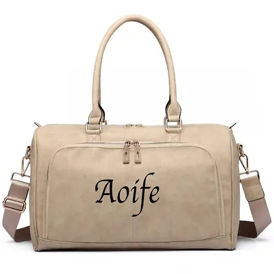 Personalised Faux Leather Maternity Changing Shoulder Bag - Champagne Beige • £45