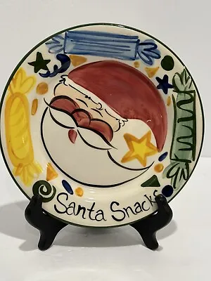 Vintage Signed Vicki Carroll Studio Pottery Santa Snack 8.25” Christmas Plate • $35