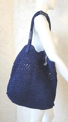 New J.jill Blue Woven Jute Crochet Knit Bag  • $34.95