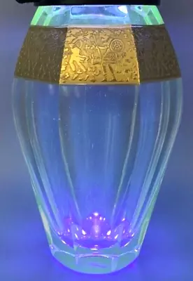 Uv Green Glow Moser Glass Vase Alexandrite Neodymium Diva Gold Oroplastic Signed • $500