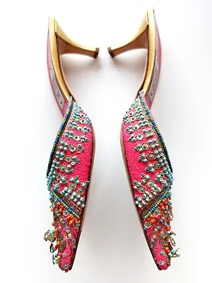 Vintage Emma Hope Embroidered Colorful Slip-on Heel 39.5 • $200