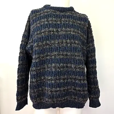 Patrick Malin Donegal Hand Loomed New Wool Sweater Men's L Chunky Knit Striped • $39.97