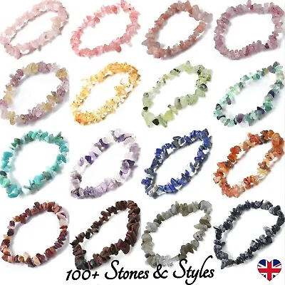 £3.49 • Buy Crystal Gemstone Bracelet Bead Chakra Natural Stone Stretch Reiki Jewellery Gift