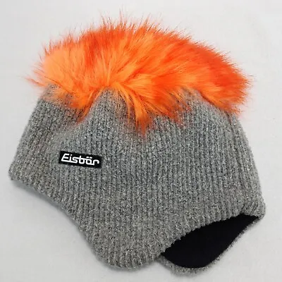 Eisbar Gray Orange Beanie Hat Mohawk Winter Outdoor Ski Snowboard Fleece Lined • $5.24