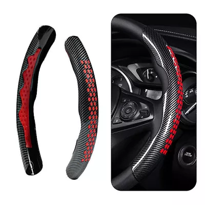 Car Universal Steering Wheel Booster Cover NonSlip Carbon Fiber Red Accessories • $24.40