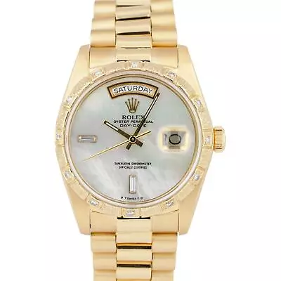 Rolex Day-Date President Mother Of Pearl DIAMOND Dial 36mm 18K Gold Watch 18038 • $12993.21