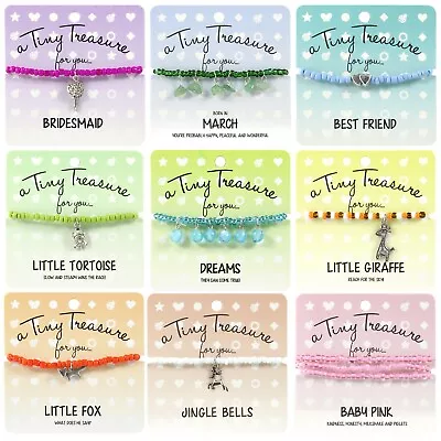 £3.99 • Buy Seed Bead Bracelet Elastic With Animal Charms Birthstones Adjustable Gift Card