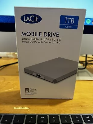 LaCie Mobile Drive 1T External Portable Hard Drive USB-C USB3.1 Gen2 STHG1000400 • £21.56