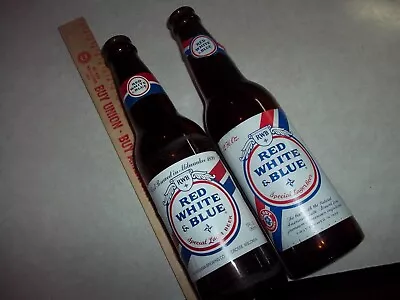 2 Vintage RED WHITE + BLUE BEER BOTTLES Pabst + Heileman Brewing Wisconsin Wi. • $4.95