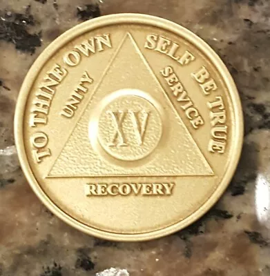 15 Year AA Medallion Alcoholics Anonymous Sobriety Chip Bronze XV Fifteen Coin • $4.99