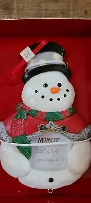 Vtg Midwest Of Cannon Falls Snowman Photo Frame Ornament NOS Damaged Box • $9.99