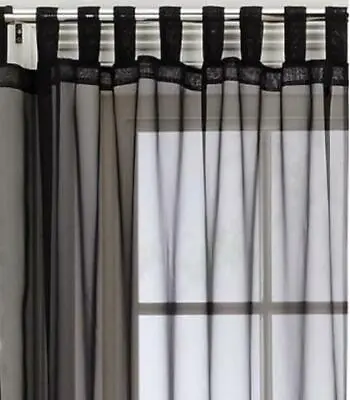 1 Pair Of High Quality Plain Voile Curtain Panels Tab Top Header 16 Colours  • £10.99