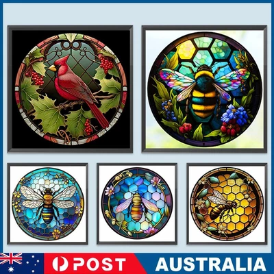 $7.89 • Buy Round 5D DIY Full Drill Diamond Painting Embroidery Stained Glass Animal Art Kit
