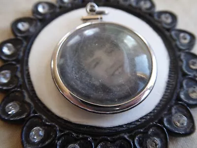 Vtg Sterling Charm Large Lucite Domed Photo Locket • $12.99