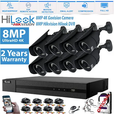 Hikvision Hilook 8mp Cctv 4k Uhd Dvr 4ch 8ch System Outdoor Camera Security Kit • £77.45