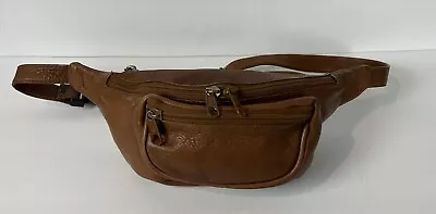 Hobo International Vintage Brown Leather Belt Bag Fanny Pack Bag Zip Close • $35.99