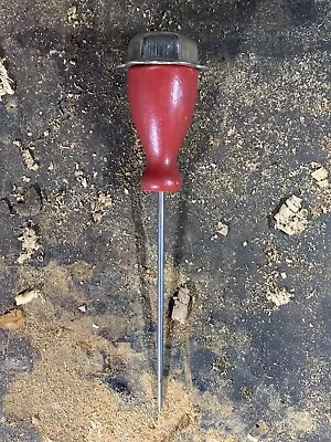 Vintage Red Wood Handled Scratch Awl - Leather/wood Work Scribe Tool • $8