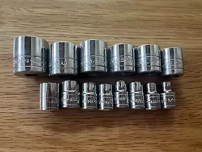 S-K Tools Chrome Sockets Lot Of 14 USA Made • $10.50