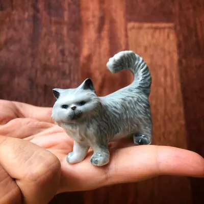 Gray Ceramic Persian Cat Ceramic Statue Figurine Standing Cat Persian Cat • $6.90