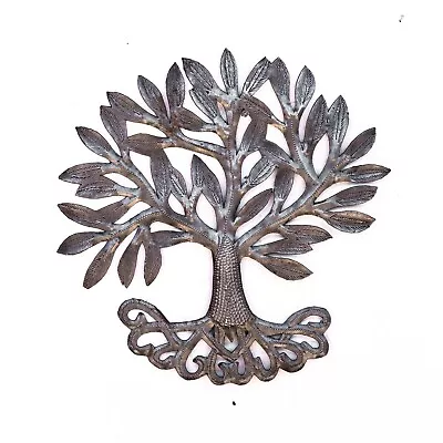 Handmade Metal Sculpture Tree Of Life Haitian Oil Barrel Folk Art 11x11in • $22.50